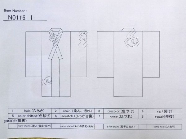 画像11: N0116I  男性用着物 経年劣化、使用感あり 綿麻  深い 灰色, チェック柄 【中古】 【USED】 【リサイクル】 ★★☆☆☆ (11)