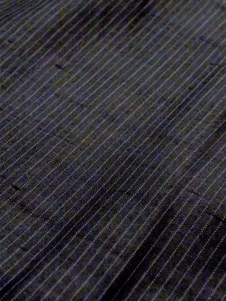 画像7: N0116J  男性用着物  シルク(正絹)  深い 紺, 縞 【中古】 【USED】 【リサイクル】 ★☆☆☆☆ (7)