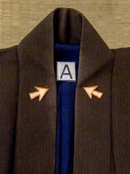 画像12: N0116L  男性用着物  シルク(正絹)  深い 茶色, 縞 【中古】 【USED】 【リサイクル】 ★★☆☆☆ (12)