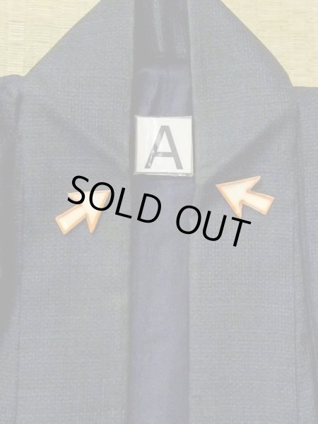 画像12: N0116M  男性用着物  シルク(正絹)  深い 紺, チェック柄 【中古】 【USED】 【リサイクル】 ★★☆☆☆ (12)