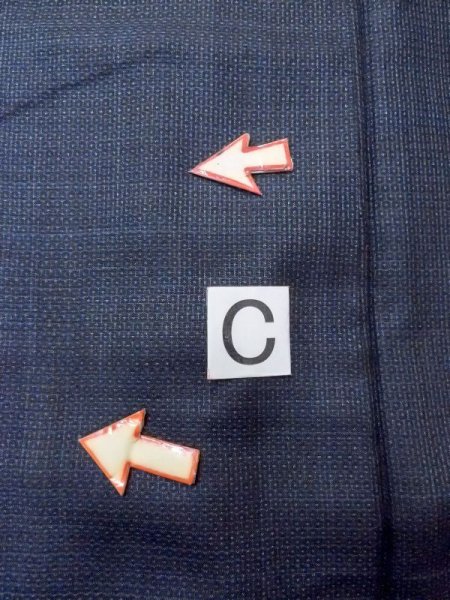 画像13: N0116Y  男性用着物  シルク(正絹)   藍, 亀甲 【中古】 【USED】 【リサイクル】 ★★☆☆☆ (13)