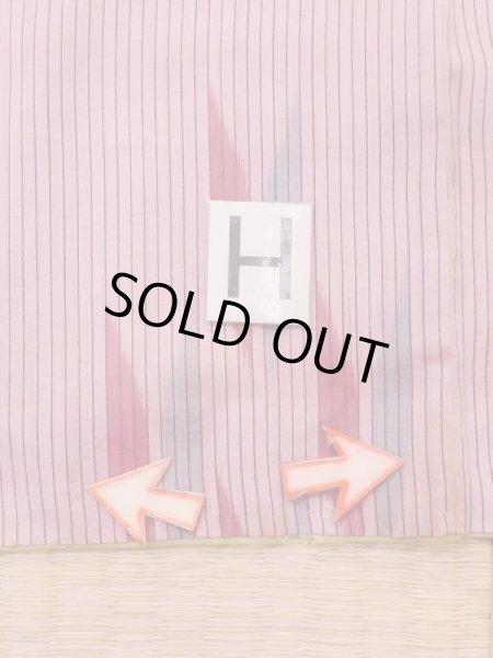 画像19: N0123C  女性用 紬 使用感あり、矢羽根柄 シルク（正絹） 鮮やか 灰色がかった 桃色, 縞 【中古】 【USED】 【リサイクル】 ★★☆☆☆ (19)