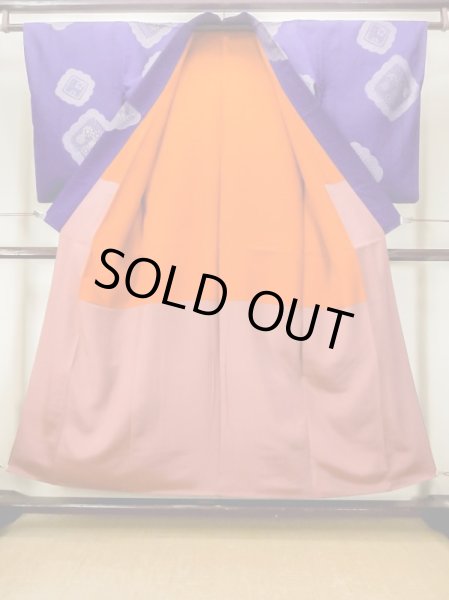 画像2: N0123D  女性用 織  シルク（正絹） 鮮やか 青み 紫色, 花 【中古】 【USED】 【リサイクル】 ★★☆☆☆ (2)