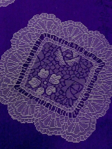 画像6: N0123D  女性用 織  シルク(正絹) 鮮やか 青み 紫色, 花 【中古】 【USED】 【リサイクル】 ★★☆☆☆ (6)