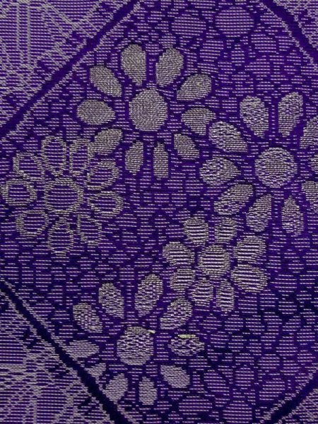 画像7: N0123D  女性用 織  シルク(正絹) 鮮やか 青み 紫色, 花 【中古】 【USED】 【リサイクル】 ★★☆☆☆ (7)