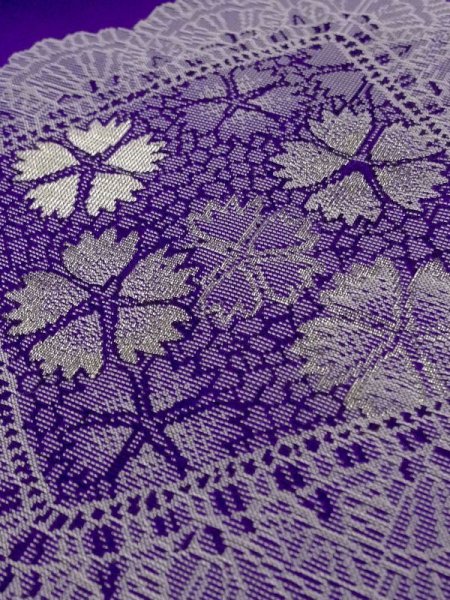 画像9: N0123D  女性用 織  シルク(正絹) 鮮やか 青み 紫色, 花 【中古】 【USED】 【リサイクル】 ★★☆☆☆ (9)