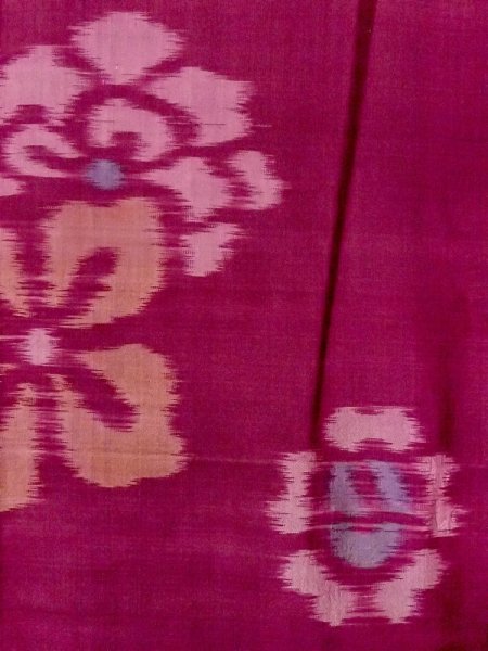 画像3: N0123F  女性用 織 使用感あり シルク(正絹)   えんじ, 花 【中古】 【USED】 【リサイクル】 ★★☆☆☆ (3)