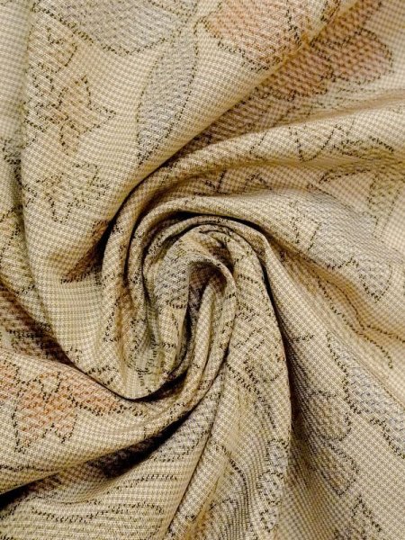 画像12: N0123K  女性用 紬  シルク(正絹) 薄い 灰色がかった ベージュ, ぼたん 【中古】 【USED】 【リサイクル】 ★★☆☆☆ (12)