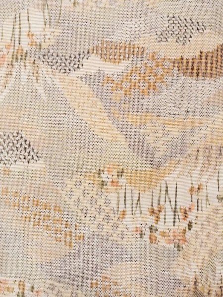 画像4: N0123L  女性用 紬  シルク（正絹）  灰色がかった マルチカラー, あやめ 【中古】 【USED】 【リサイクル】 ★★☆☆☆ (4)