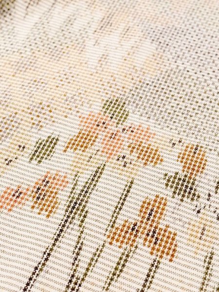 画像8: N0123L  女性用 紬  シルク（正絹）  灰色がかった マルチカラー, あやめ 【中古】 【USED】 【リサイクル】 ★★☆☆☆ (8)