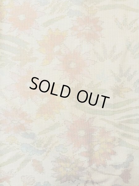 画像4: N0123M  女性用 紬  シルク（正絹）  灰色がかった 緑色, 花 【中古】 【USED】 【リサイクル】 ★★☆☆☆ (4)