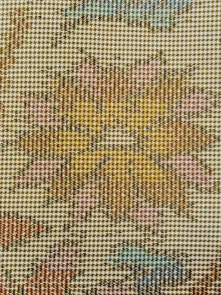 画像7: N0123M  女性用 紬  シルク(正絹)  灰色がかった 緑色, 花 【中古】 【USED】 【リサイクル】 ★★☆☆☆ (7)