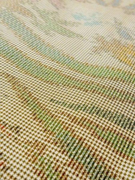 画像8: N0123M  女性用 紬  シルク(正絹)  灰色がかった 緑色, 花 【中古】 【USED】 【リサイクル】 ★★☆☆☆ (8)