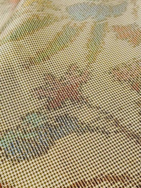 画像9: N0123M  女性用 紬  シルク(正絹)  灰色がかった 緑色, 花 【中古】 【USED】 【リサイクル】 ★★☆☆☆ (9)