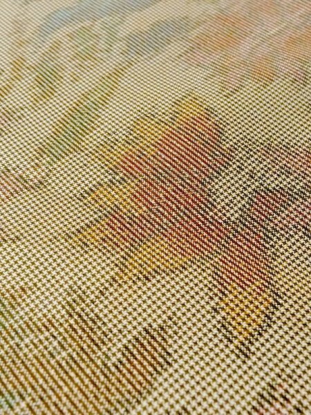 画像10: N0123M  女性用 紬  シルク(正絹)  灰色がかった 緑色, 花 【中古】 【USED】 【リサイクル】 ★★☆☆☆ (10)