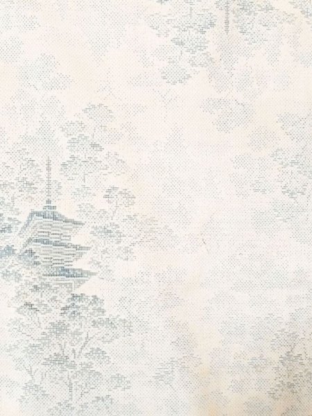 画像3: N0123N  女性用 紬  シルク(正絹) 淡い 薄い 水色, 寺 【中古】 【USED】 【リサイクル】 ★★☆☆☆ (3)