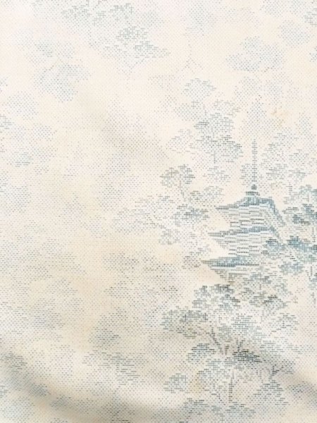 画像4: N0123N  女性用 紬  シルク(正絹) 淡い 薄い 水色, 寺 【中古】 【USED】 【リサイクル】 ★★☆☆☆ (4)