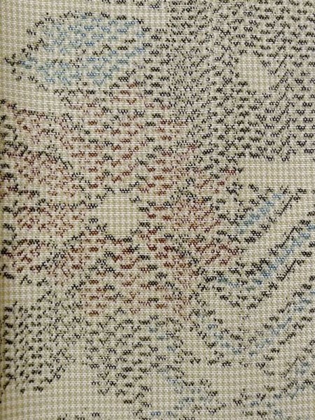 画像5: N0123O  女性用 紬  シルク（正絹） 淡い 灰色がかった 緑色, 花 【中古】 【USED】 【リサイクル】 ★★☆☆☆ (5)