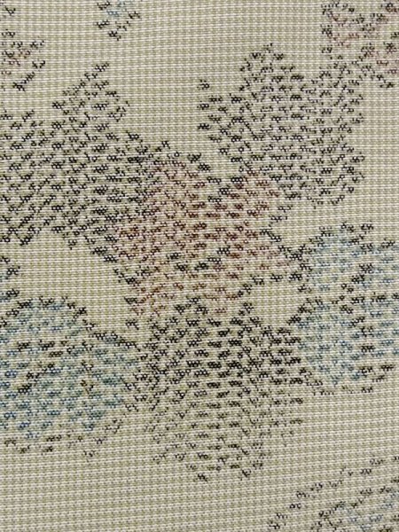 画像7: N0123O  女性用 紬  シルク（正絹） 淡い 灰色がかった 緑色, 花 【中古】 【USED】 【リサイクル】 ★★☆☆☆ (7)