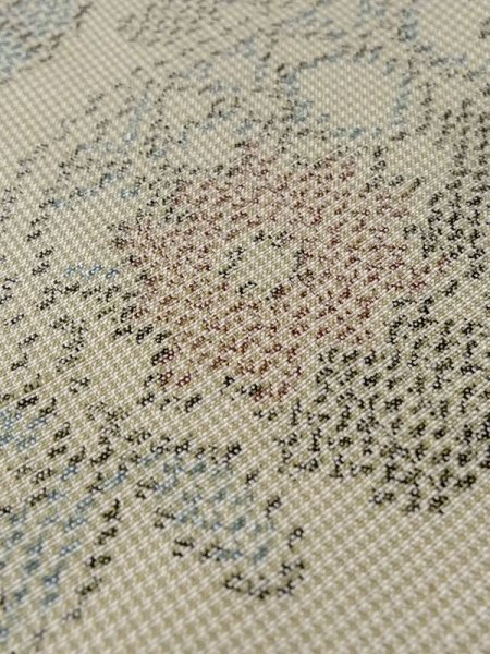 画像8: N0123O  女性用 紬  シルク（正絹） 淡い 灰色がかった 緑色, 花 【中古】 【USED】 【リサイクル】 ★★☆☆☆ (8)