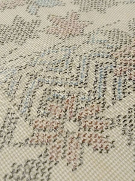 画像10: N0123O  女性用 紬  シルク（正絹） 淡い 灰色がかった 緑色, 花 【中古】 【USED】 【リサイクル】 ★★☆☆☆ (10)