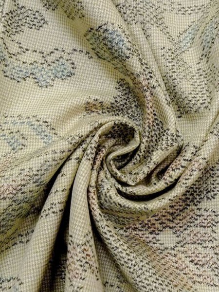 画像11: N0123O  女性用 紬  シルク（正絹） 淡い 灰色がかった 緑色, 花 【中古】 【USED】 【リサイクル】 ★★☆☆☆ (11)