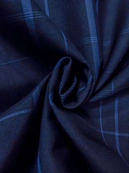 画像10: N0123V  女性用 紬  シルク(正絹)   紺, チェック柄 【中古】 【USED】 【リサイクル】 ★★★☆☆ (10)