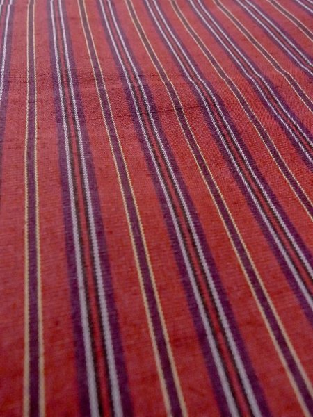 画像7: N0123Y Mint  女性用 紬  シルク(正絹)   赤色, 縞 【中古】 【USED】 【リサイクル】 ★★★★☆ (7)