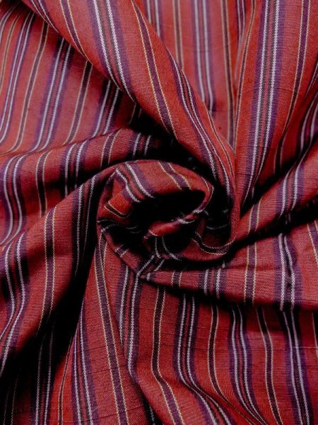 画像10: N0123Y Mint  女性用 紬  シルク(正絹)   赤色, 縞 【中古】 【USED】 【リサイクル】 ★★★★☆ (10)