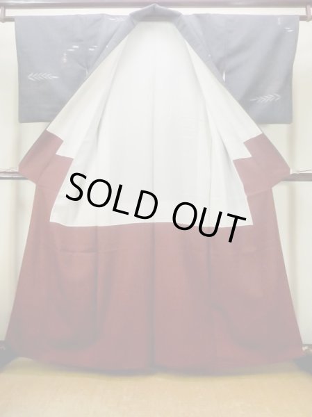 画像2: N0124C Mint  女性用 紬  シルク（正絹）  深い 灰色, 草 【中古】 【USED】 【リサイクル】 ★★★★☆ (2)