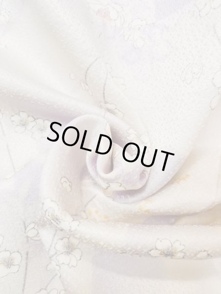 画像11: N0124D  女性用 小紋  シルク(正絹) 淡い 薄い 紫色, 花 【中古】 【USED】 【リサイクル】 ★★☆☆☆ (11)