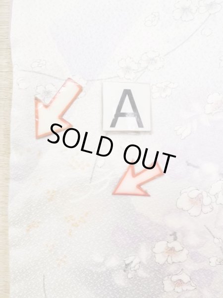 画像14: N0124D  女性用 小紋  シルク(正絹) 淡い 薄い 紫色, 花 【中古】 【USED】 【リサイクル】 ★★☆☆☆ (14)