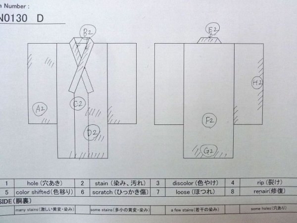 画像13: N0130D  女性用 小紋  シルク(正絹)   アイボリー, ぼたん 【中古】 【USED】 【リサイクル】 ★★☆☆☆ (13)