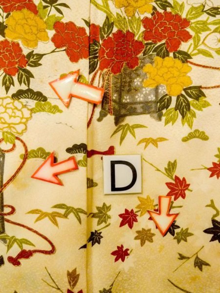 画像17: N0130D  女性用 小紋  シルク(正絹)   アイボリー, ぼたん 【中古】 【USED】 【リサイクル】 ★★☆☆☆ (17)