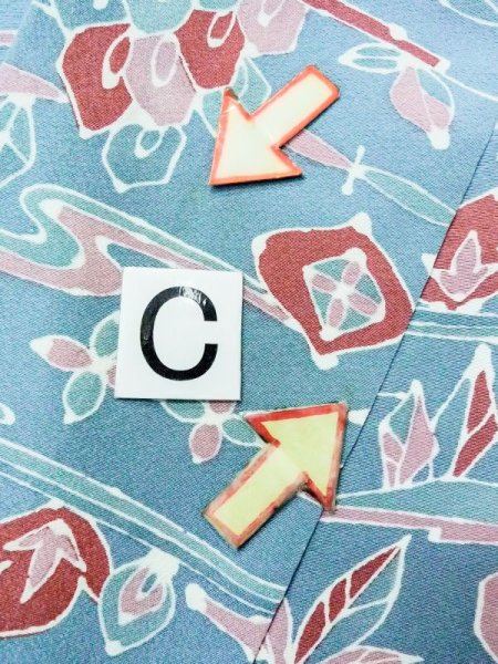 画像16: N0130I  女性用 小紋  シルク（正絹）   水色, 花 【中古】 【USED】 【リサイクル】 ★★★☆☆ (16)