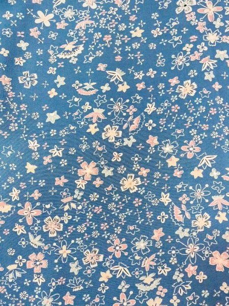 画像3: N0130J  女性用 小紋  シルク(正絹)   水色, 花 【中古】 【USED】 【リサイクル】 ★★★☆☆ (3)