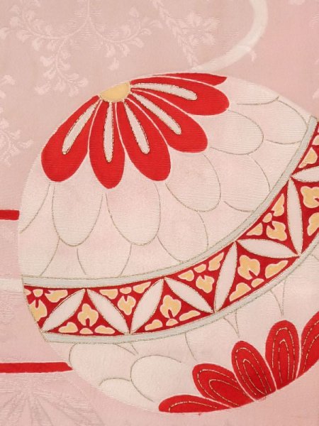 画像8: N0131B  女性用 子供用 汚れ/染み まり シルク(正絹) 淡い 薄い 桃色, 青海波 【中古】 【USED】 【リサイクル】 ★☆☆☆☆ (8)