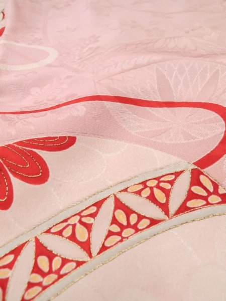 画像9: N0131B  女性用 子供用 汚れ/染み まり シルク(正絹) 淡い 薄い 桃色, 青海波 【中古】 【USED】 【リサイクル】 ★☆☆☆☆ (9)