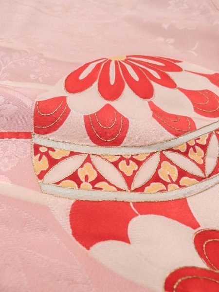 画像11: N0131B  女性用 子供用 汚れ/染み まり シルク(正絹) 淡い 薄い 桃色, 青海波 【中古】 【USED】 【リサイクル】 ★☆☆☆☆ (11)