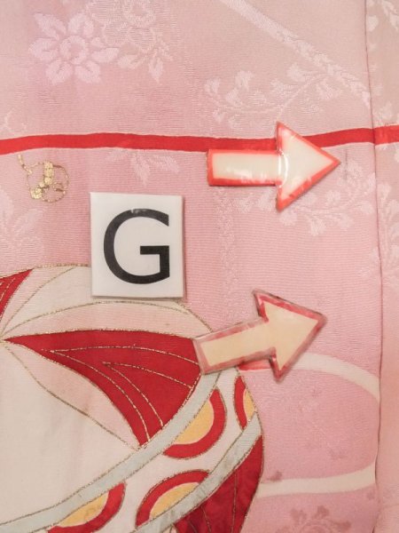 画像22: N0131B  女性用 子供用 汚れ/染み まり シルク(正絹) 淡い 薄い 桃色, 青海波 【中古】 【USED】 【リサイクル】 ★☆☆☆☆ (22)