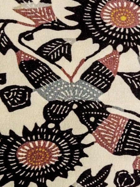 画像5: N0209B  女性用 羽織  シルク(正絹)   アイボリー, 花 【中古】 【USED】 【リサイクル】 ★☆☆☆☆ (5)