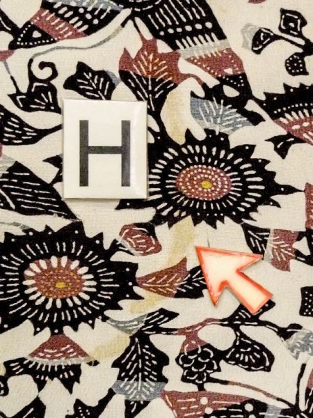 画像21: N0209B  女性用 羽織  シルク(正絹)   アイボリー, 花 【中古】 【USED】 【リサイクル】 ★☆☆☆☆ (21)