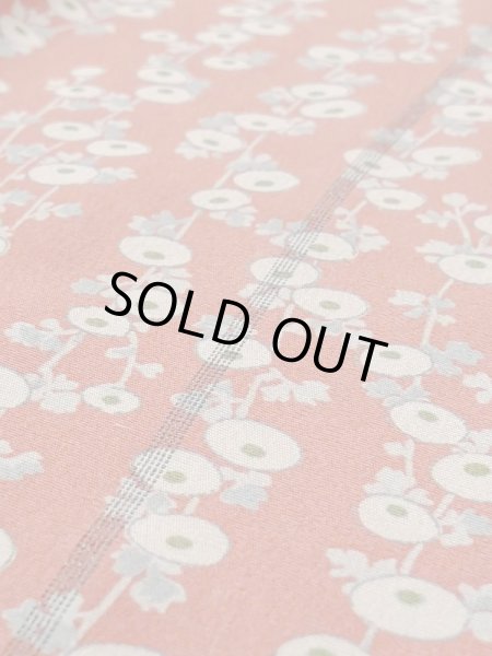 画像7: N0209E  女性用 羽織  シルク（正絹）  淡い 朱赤, 縞 【中古】 【USED】 【リサイクル】 ★★★☆☆ (7)