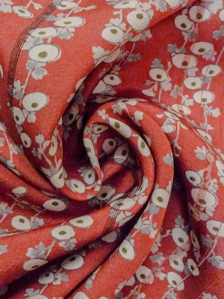 画像10: N0209E  女性用 羽織  シルク(正絹)  淡い 朱赤, 縞 【中古】 【USED】 【リサイクル】 ★★★☆☆ (10)