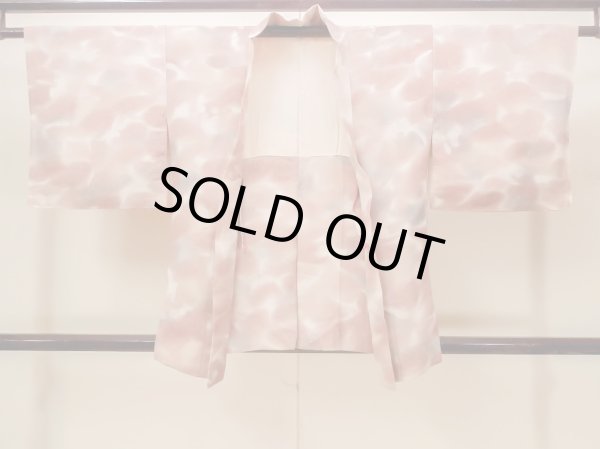 画像1: N0209M  女性用 羽織  シルク(正絹) 淡い 灰色がかった 桃色, 花 【中古】 【USED】 【リサイクル】 ★★★☆☆ (1)