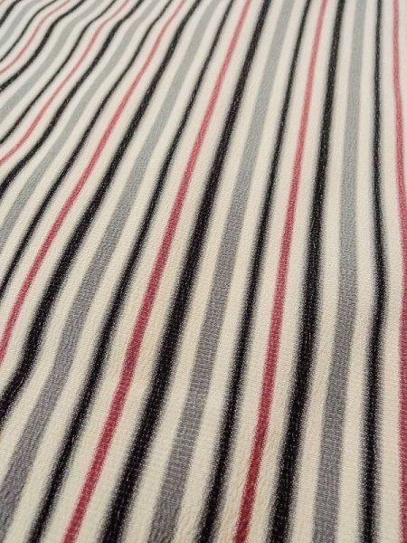 画像8: N0209V  女性用 羽織  シルク(正絹)   オフ ホワイト, 縞 【中古】 【USED】 【リサイクル】 ★★☆☆☆ (8)