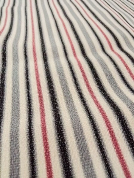 画像9: N0209V  女性用 羽織  シルク(正絹)   オフ ホワイト, 縞 【中古】 【USED】 【リサイクル】 ★★☆☆☆ (9)