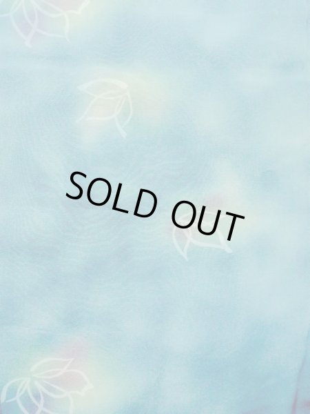 画像4: N0209Y  女性用 羽織  シルク（正絹）   水色, 花 【中古】 【USED】 【リサイクル】 ★★☆☆☆ (4)