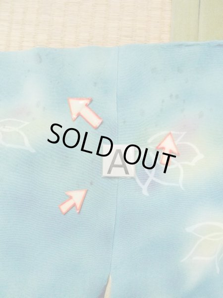 画像14: N0209Y  女性用 羽織  シルク（正絹）   水色, 花 【中古】 【USED】 【リサイクル】 ★★☆☆☆ (14)