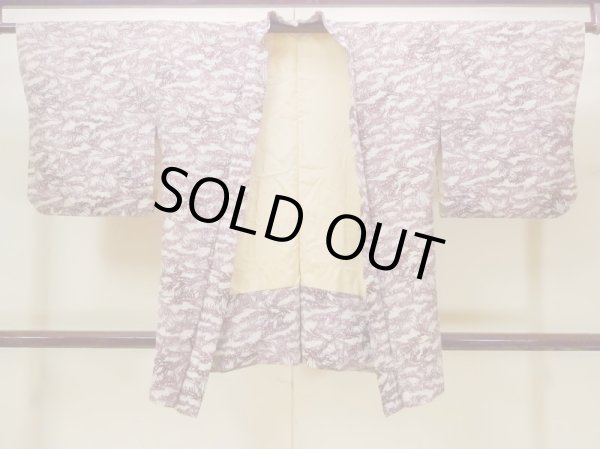 画像1: N0210A  女性用 羽織  シルク（正絹）   オフ　ホワイト, 葉 【中古】 【USED】 【リサイクル】 ★★☆☆☆ (1)